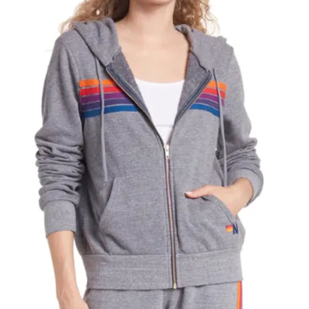 Aviator Nation 5-Stripe Zip Hoodie